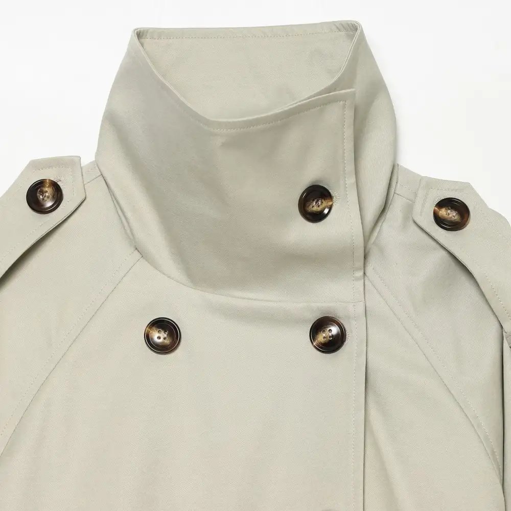 Polished Epaulette Detail Trench Coat