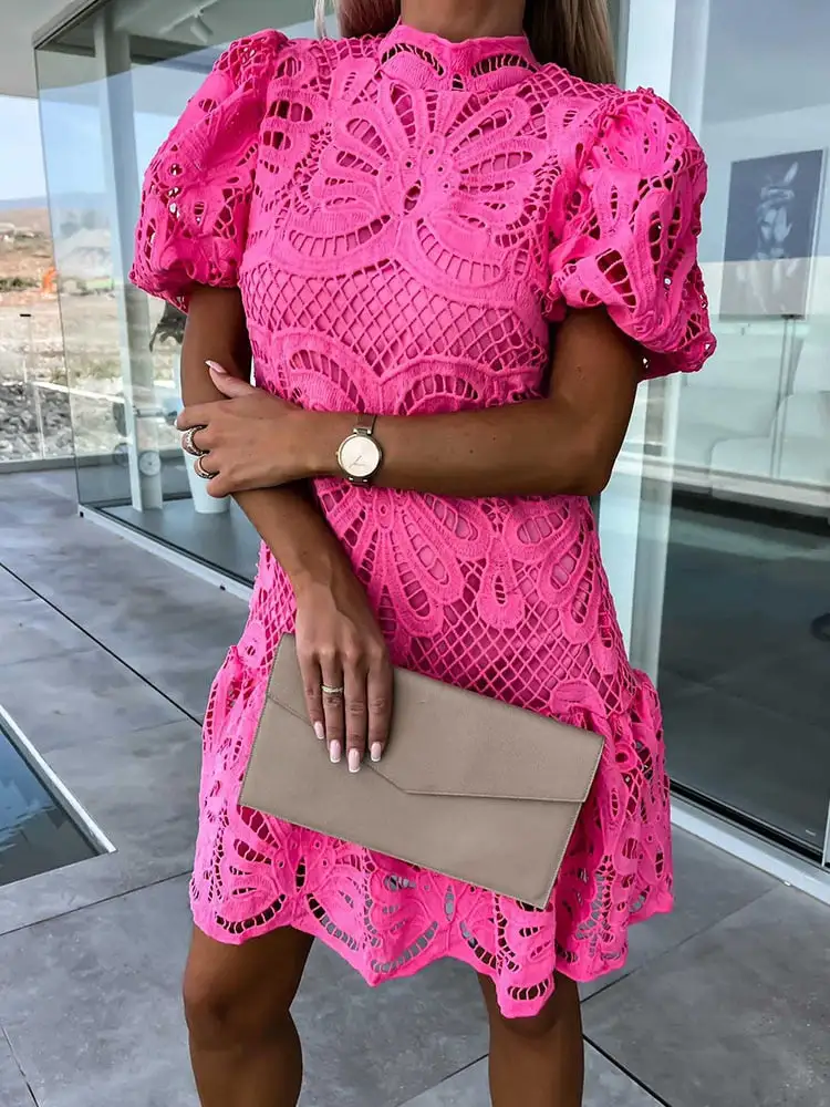 Lace Midi Evening Dress