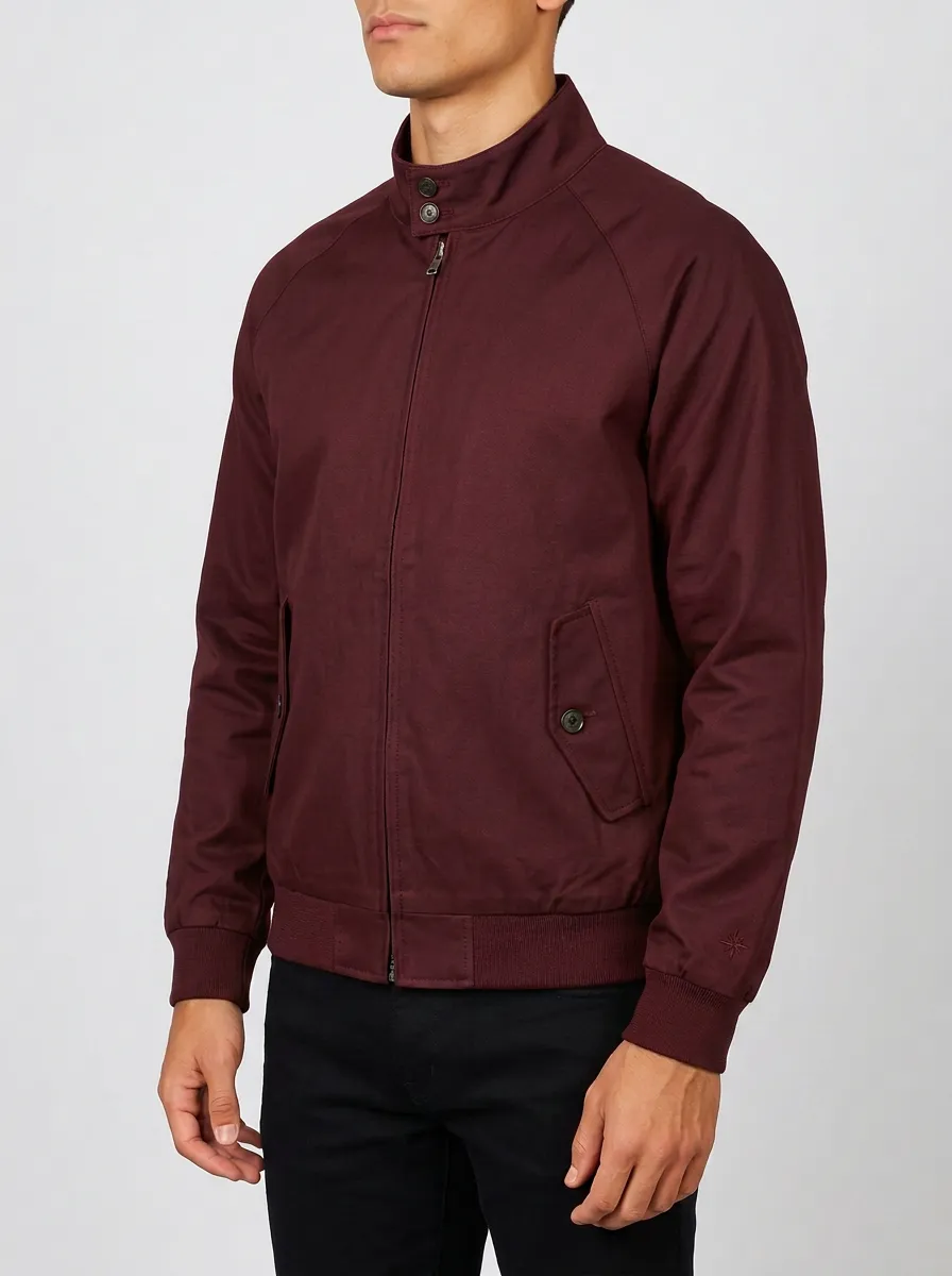 Men's Casual Navy Blue Stand Collar Zip-Up Bomber Jacket