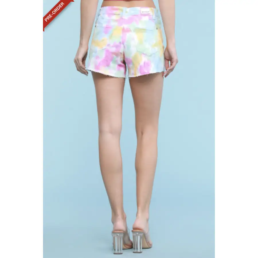 Cutoff Denim Shorts - Rainbow Tie Dye