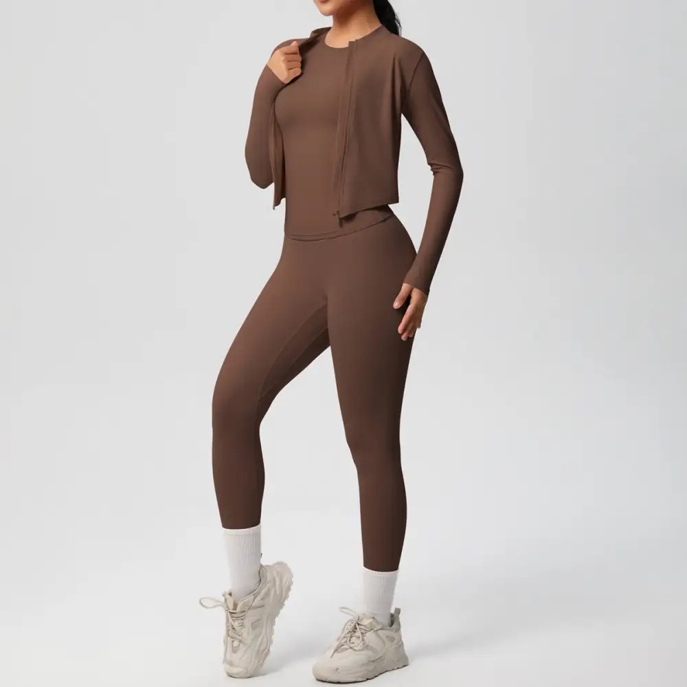 Short-Sleeve Quick-Dry Jacket, Top and Leggings Active Set
