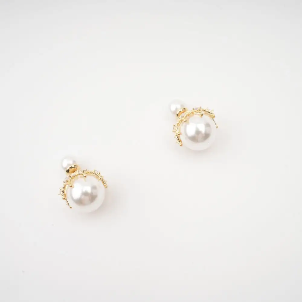faux-pearl stud earrings