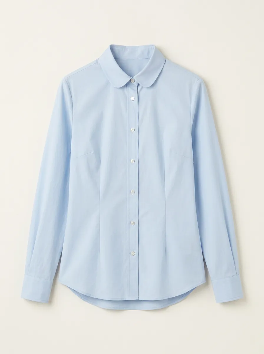 Women's Light Blue Peter Pan Collar Button Down Shirt
