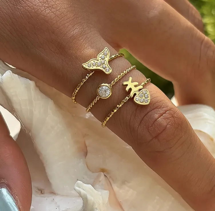 Sea Life Adjustable Ring Set