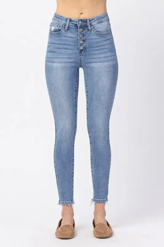 High Rise Classic Button Skinny Apparel
