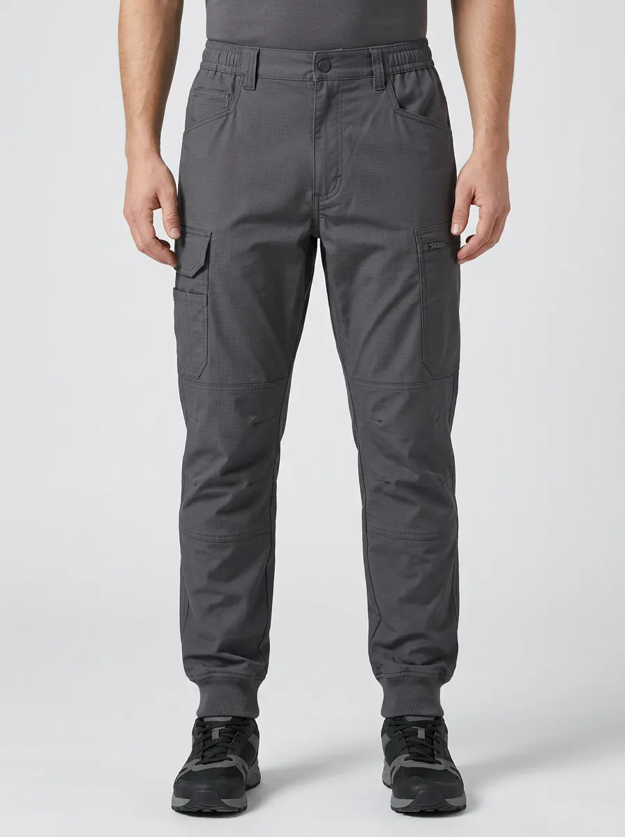 Men's Side-Zip Reinforced-Knee Tactical Cargo Joggers