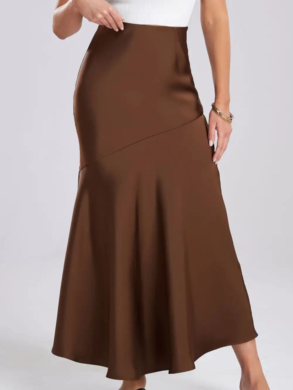 Elastic Waist High Waist Midi Skirt