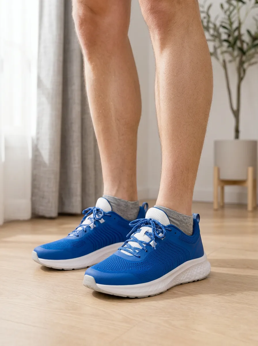 Men's Sporty Blue White Mesh Printed Sneakers