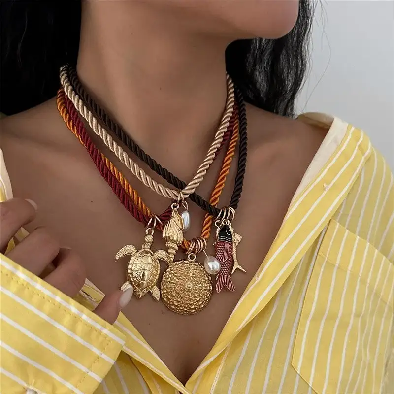 Fish Turtle Shell Pendant Necklace