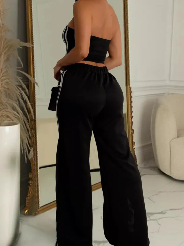 Sleeveless Tube Top and Wide Leg Pants Set