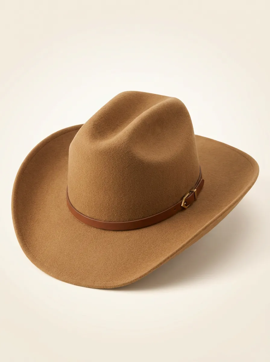 Brown Cowboy Hat with Simple Band Styling