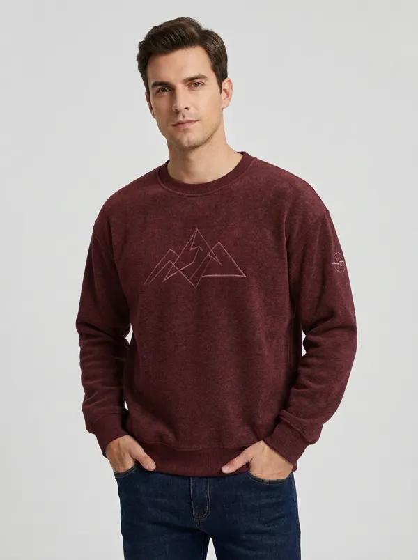 Men's Charcoal Outdoor Mountain Embroidered Fleece Sweatshirt