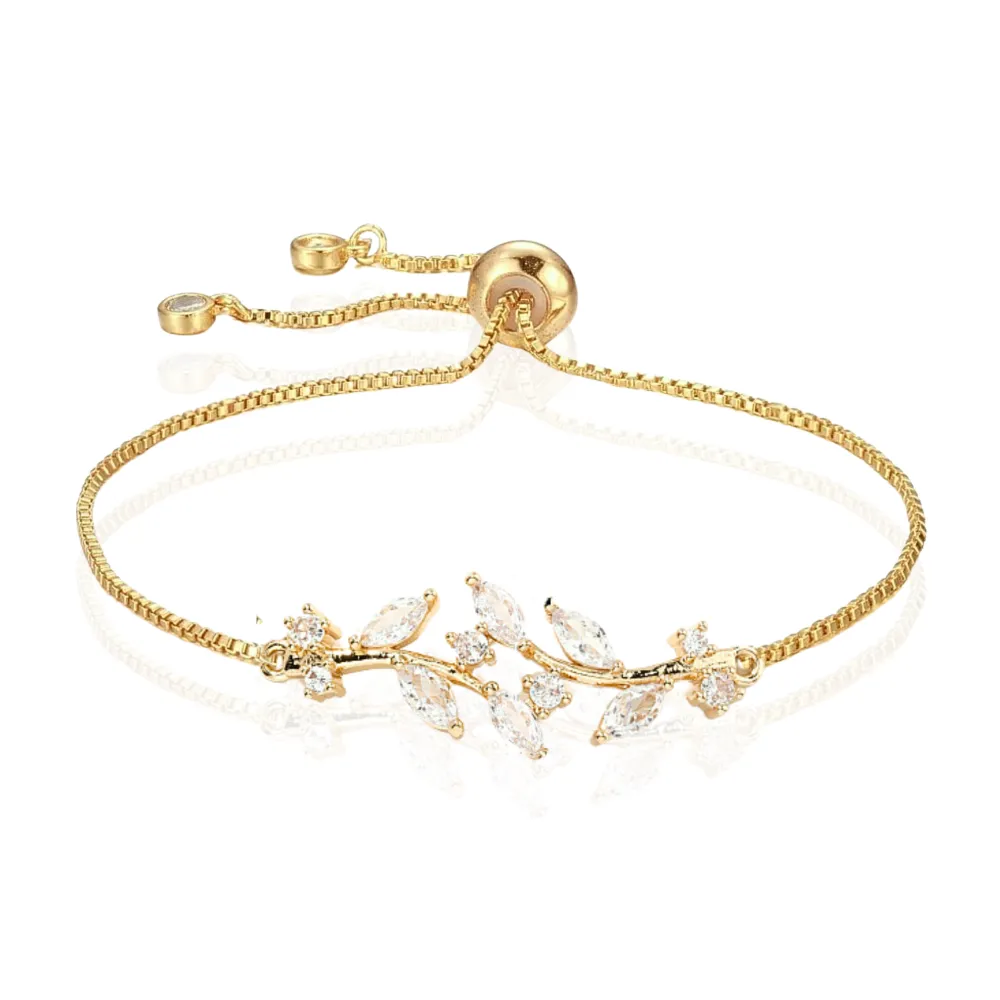 Branch Crystal Accent Adjustable Bracelet