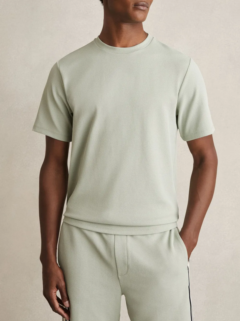 Men's Elastic Textured Short Sleeves