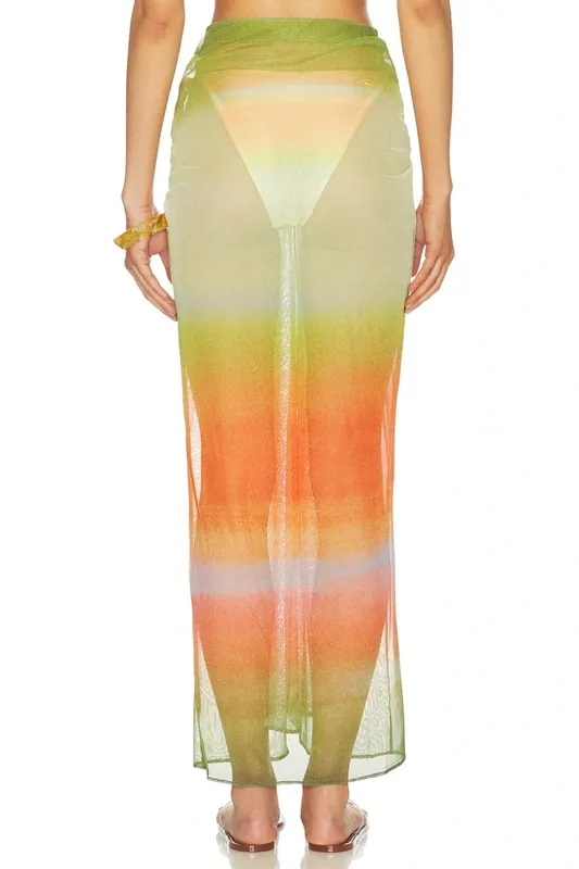 Printed Sheer Maxi Skirt