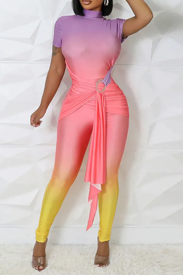 O-Ring Bodycon Short Sleeve Jumpsuit