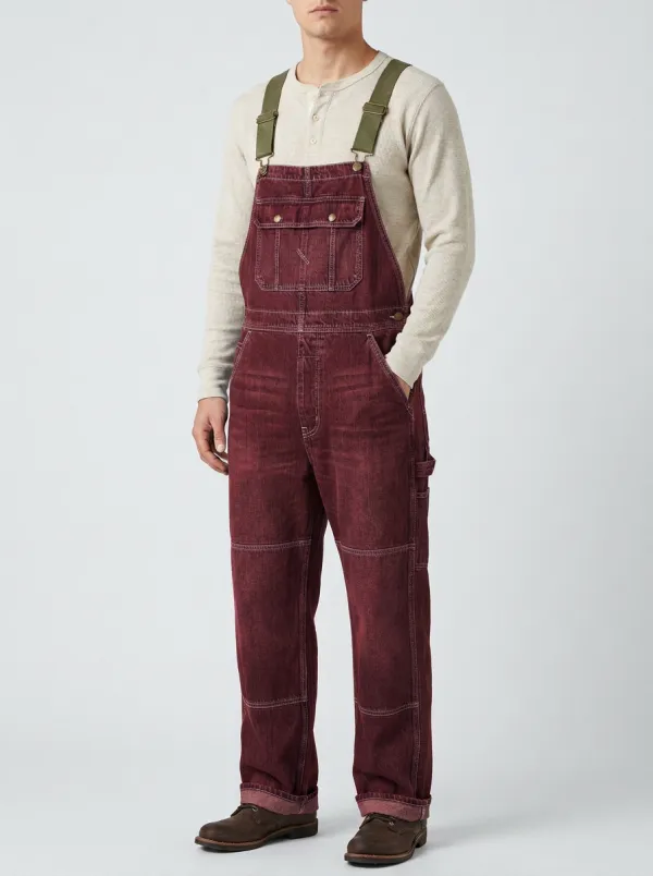 Men's Vintage Style Blue Denim Washed Bib Overalls