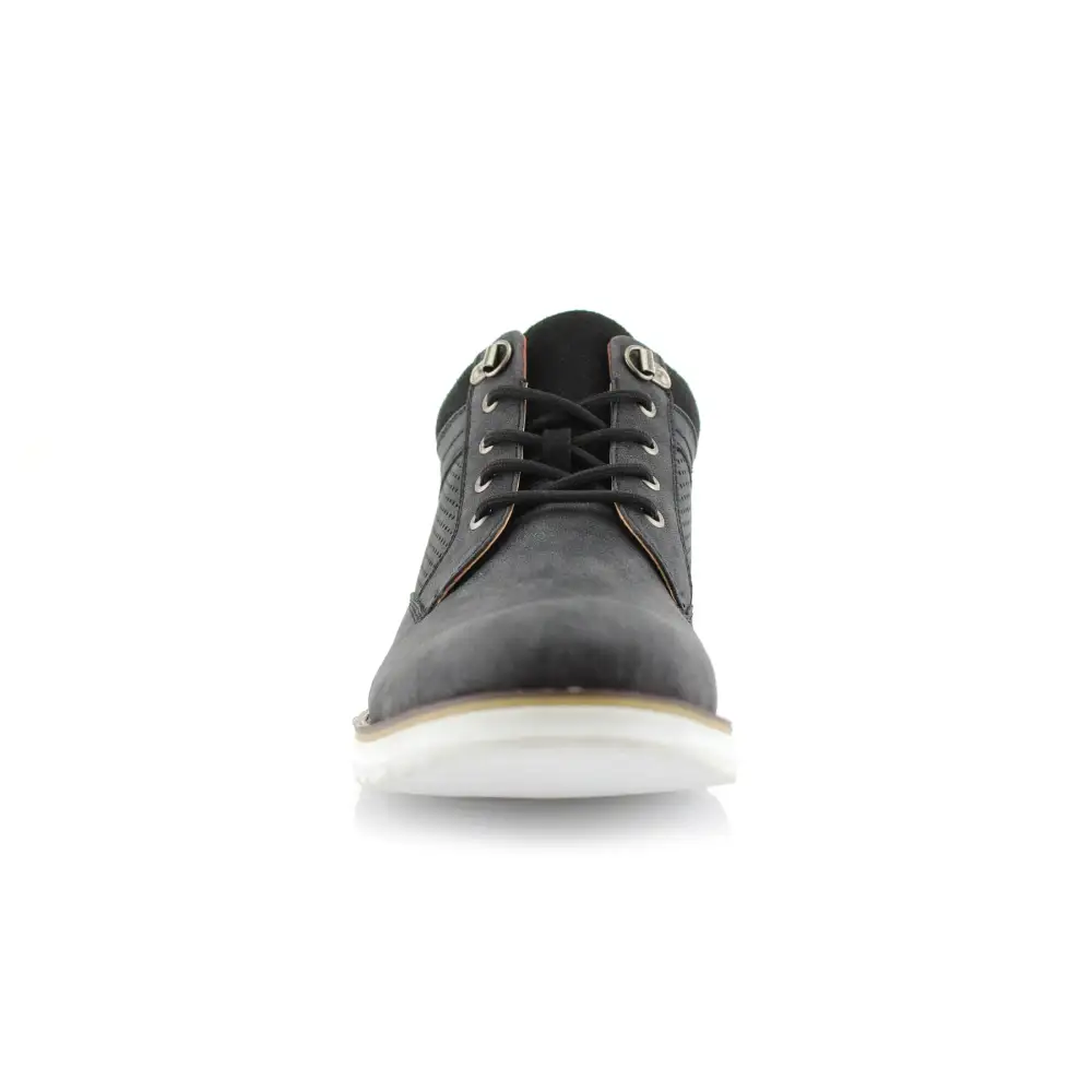 Structured Faux-Suede Suede Faux-Leather Chukka Boots