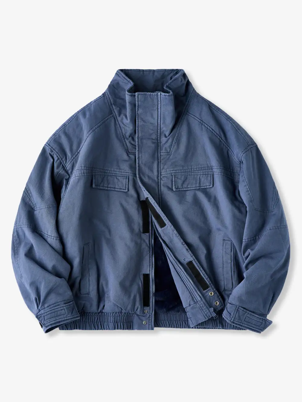 Men's Faux Fur Lined Stand Collar Harrington Jacket