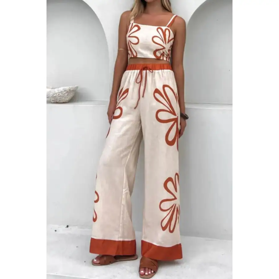 Smocked Square Neck Cami and Pants Set