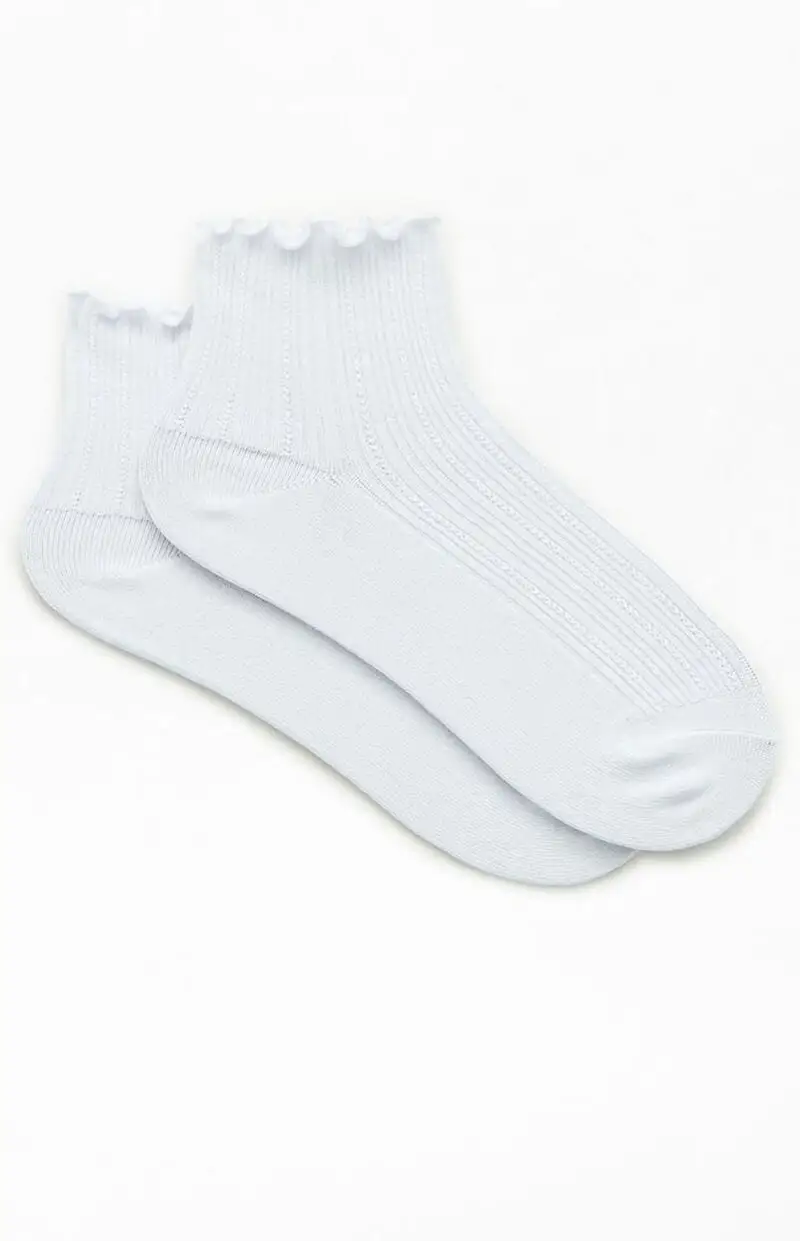 John Galt White Ruffle Ankle Socks