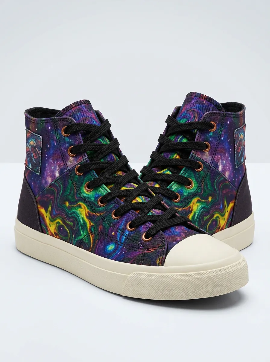 Men's Galaxy Swirl Pattern Printed Canvas Shoes