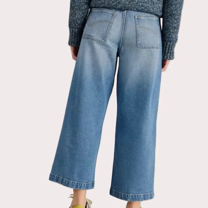 Wide-Leg Cropped Ankle-Length Women's Jeans