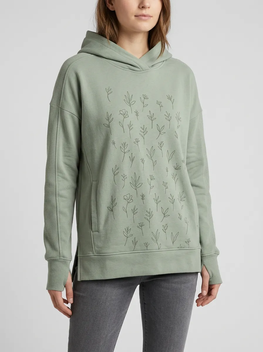 Women's Classic Botanical Floral Line Art Graphic Hoodie