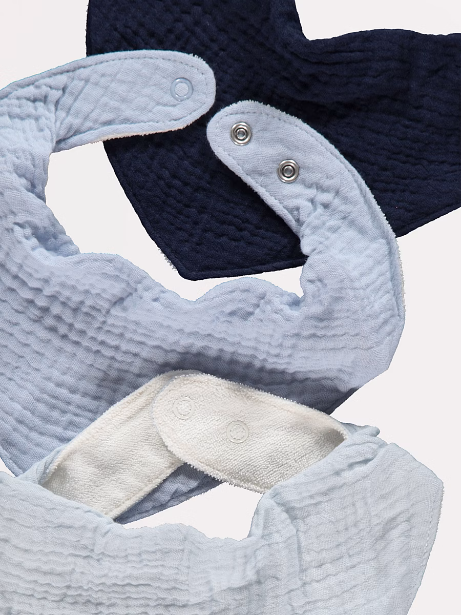 Blue Double Cloth Dribble Bibs 3 Pack detail 1