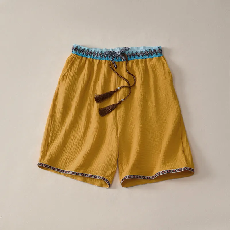 Drawstring Geometric Shorts