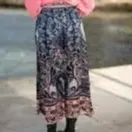 Ornament Print Midi Skirt