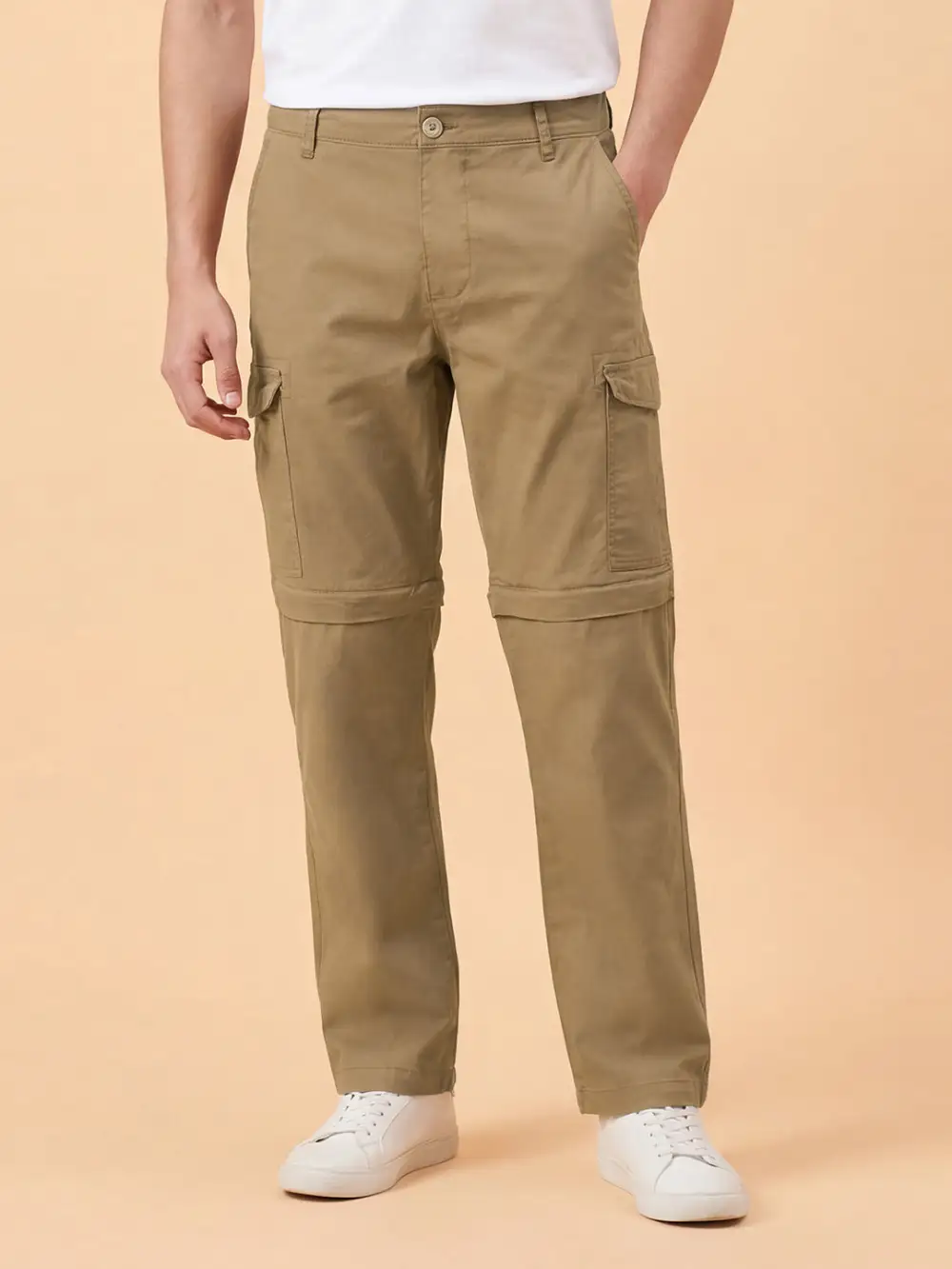 Regular-Fit Convertible Mid-Rise Cargo Trousers
