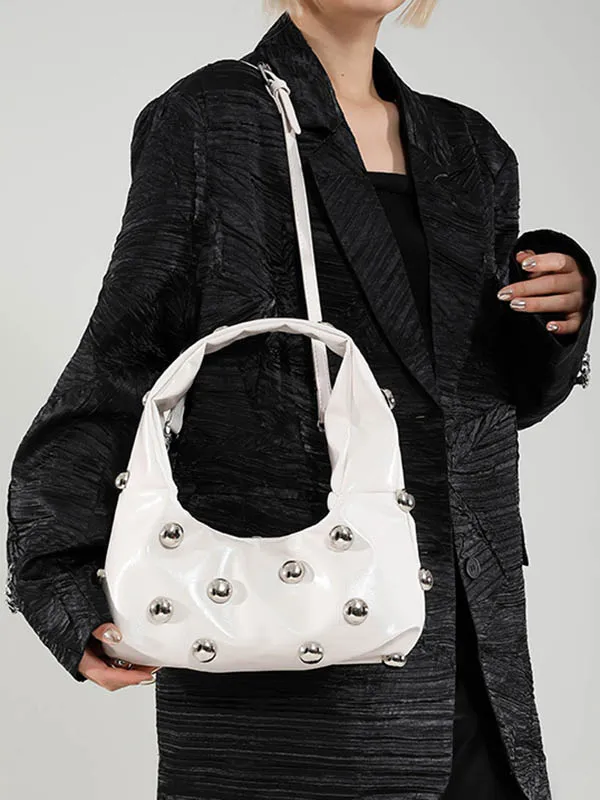 Geometric Rivet Compact Shoulder Bag