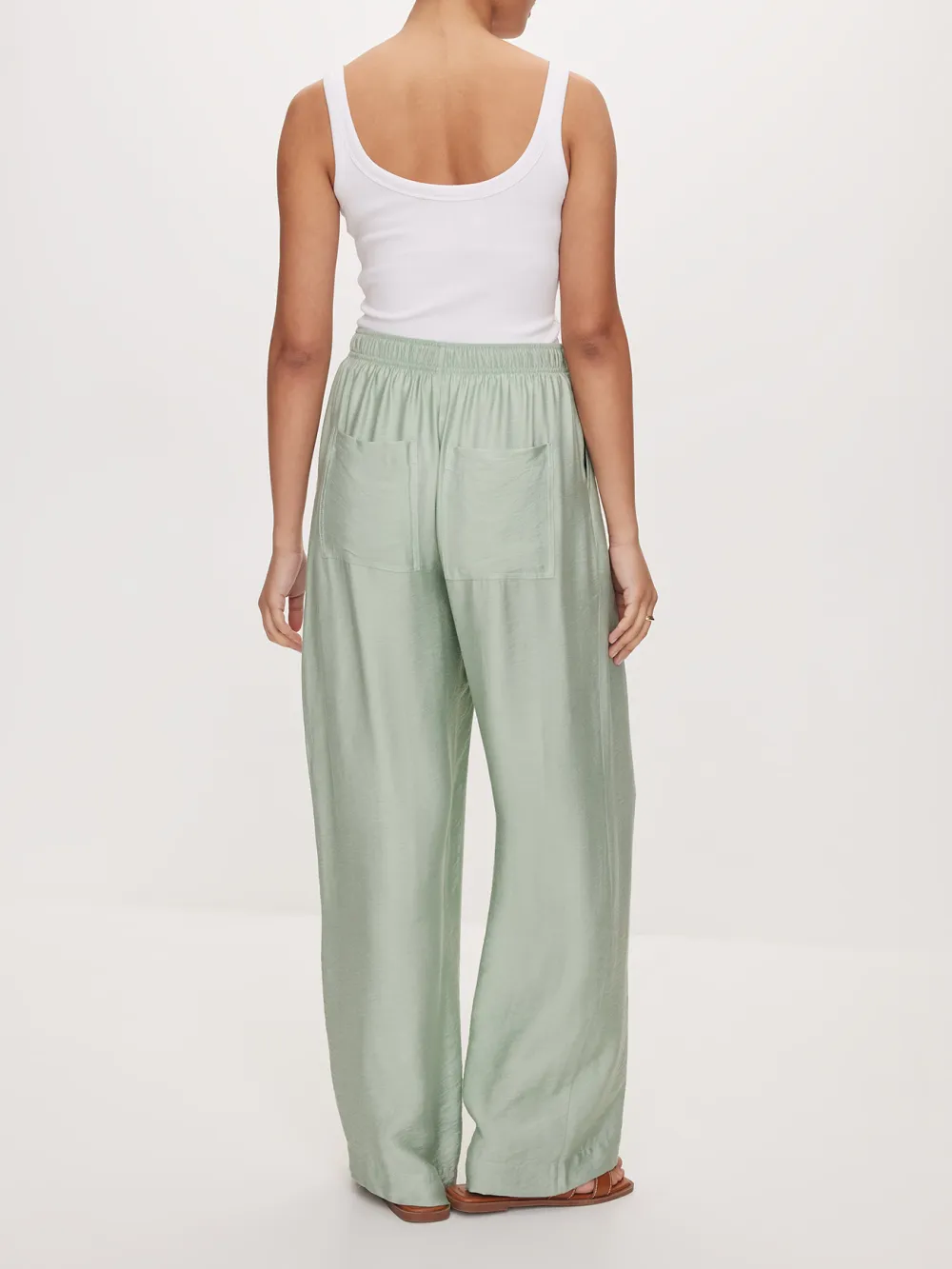 Light Green Flowy Wide-Leg Pants