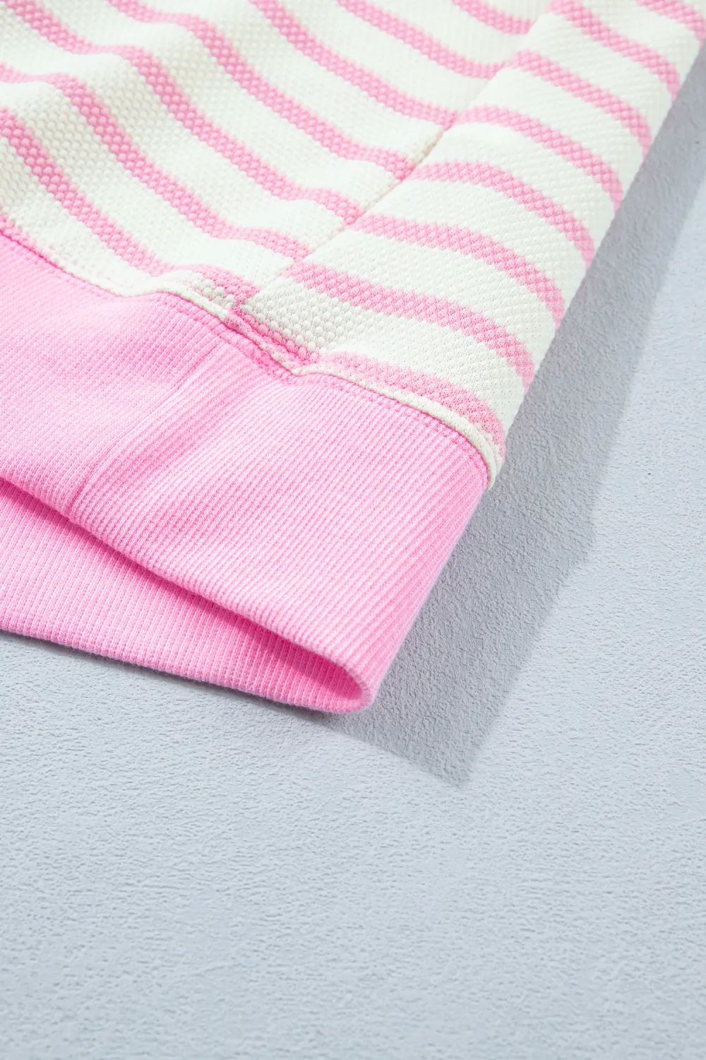 Pink Stripe Ruffled Short Sleeve Blouse