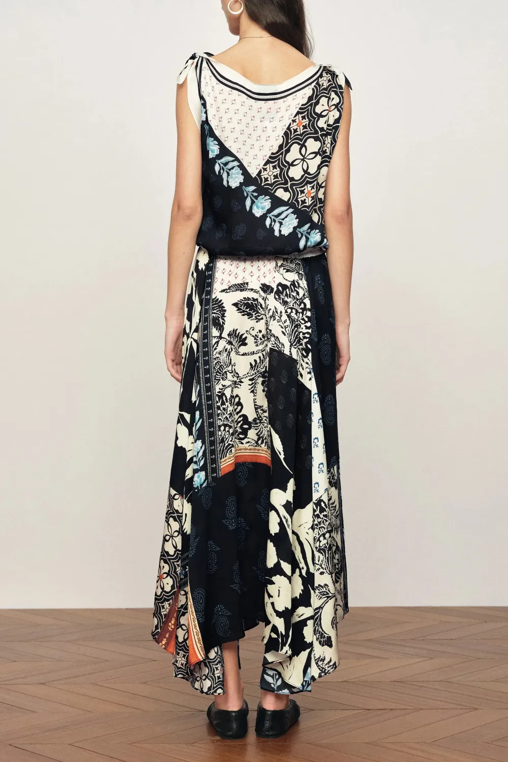 Sleeveless Draped Viscose Midi Dress