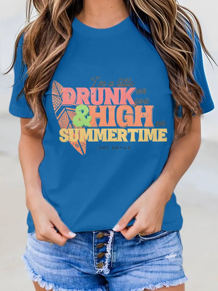 Cute Printed Round-Neck Casual T-Shirts