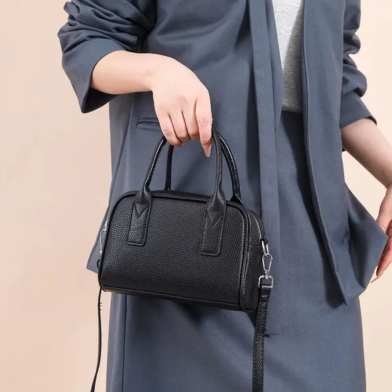 Classic Genuine Leather Baguette Bag Elegant Minimalist