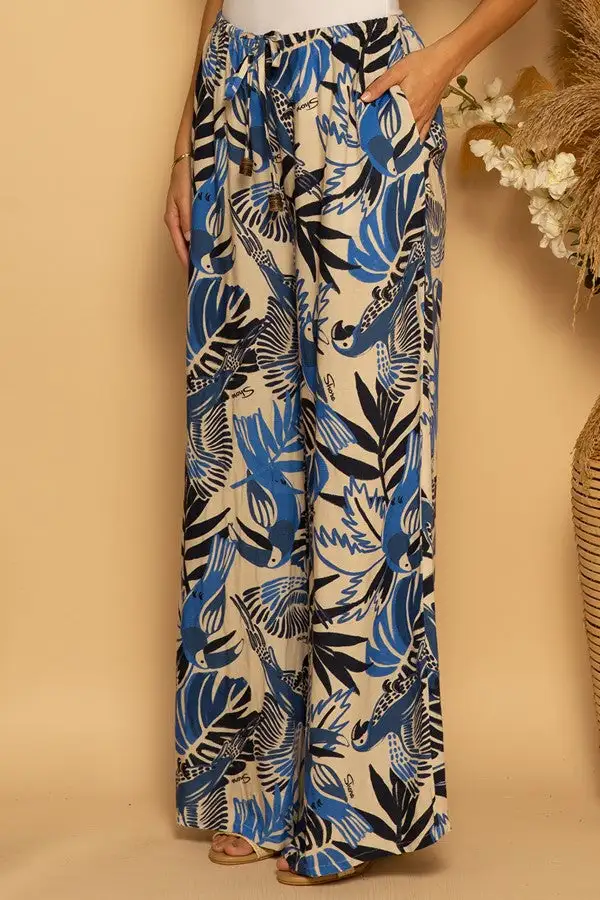 Women's Tropical Leaf Print Beach Pants