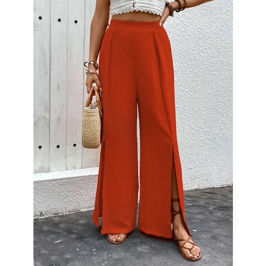 Classic Slit Wide Leg Pants