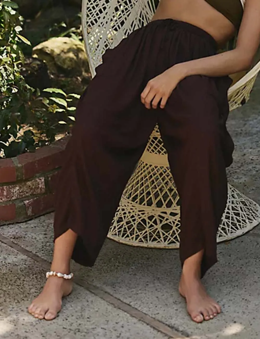 Elastic Waist String Tie Pocket Cozy Pants