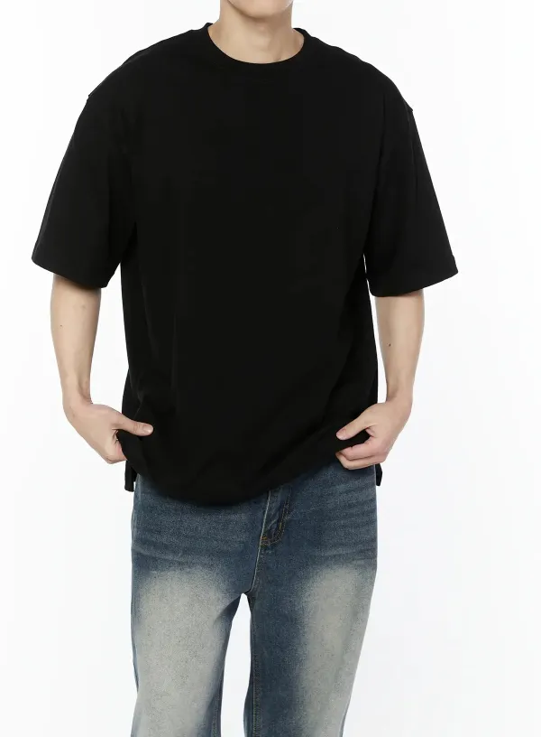 Men's Crew-Neck Side Slit T-Shirt