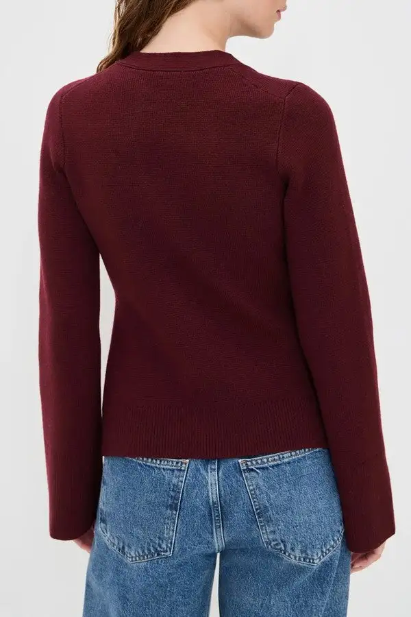 Plum V-Neck Button Knit Cardigan