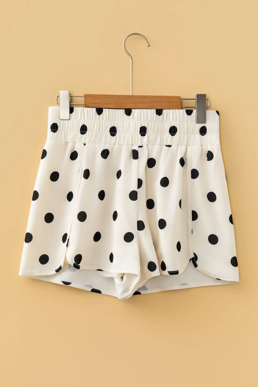 High-Waist Elastic-Waist Shirred-Waist Smocked Casual Shorts