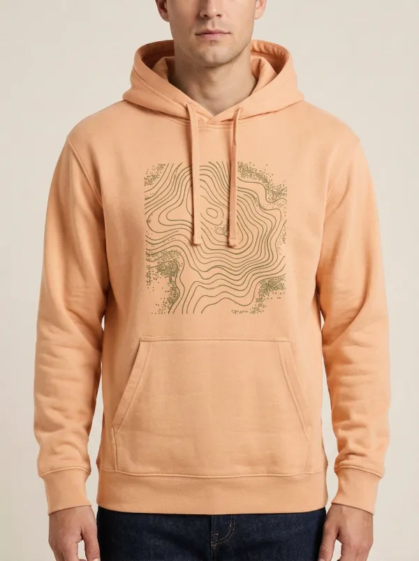 Men's Modern Outdoor Hiking Topographic Map Print Hoodie