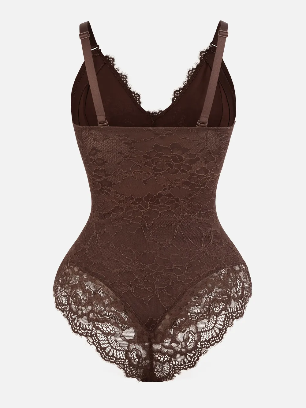V Neck Lace Trim Shaping Bodysuit