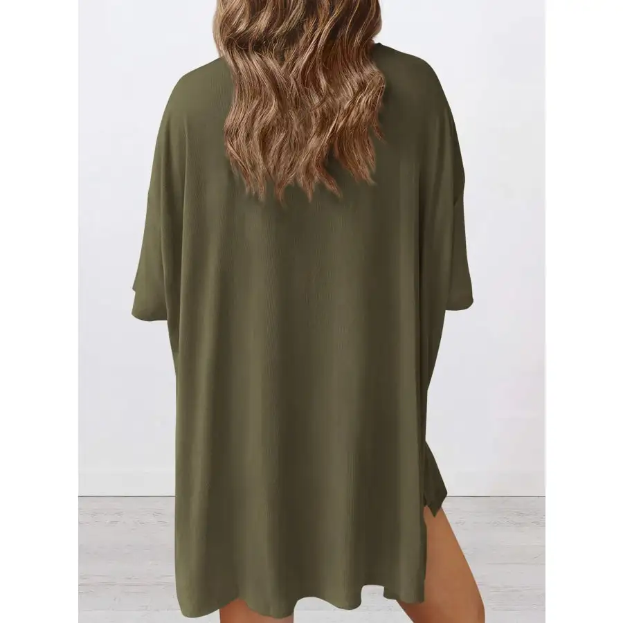 Oversized Round Neck Top and Shorts Set