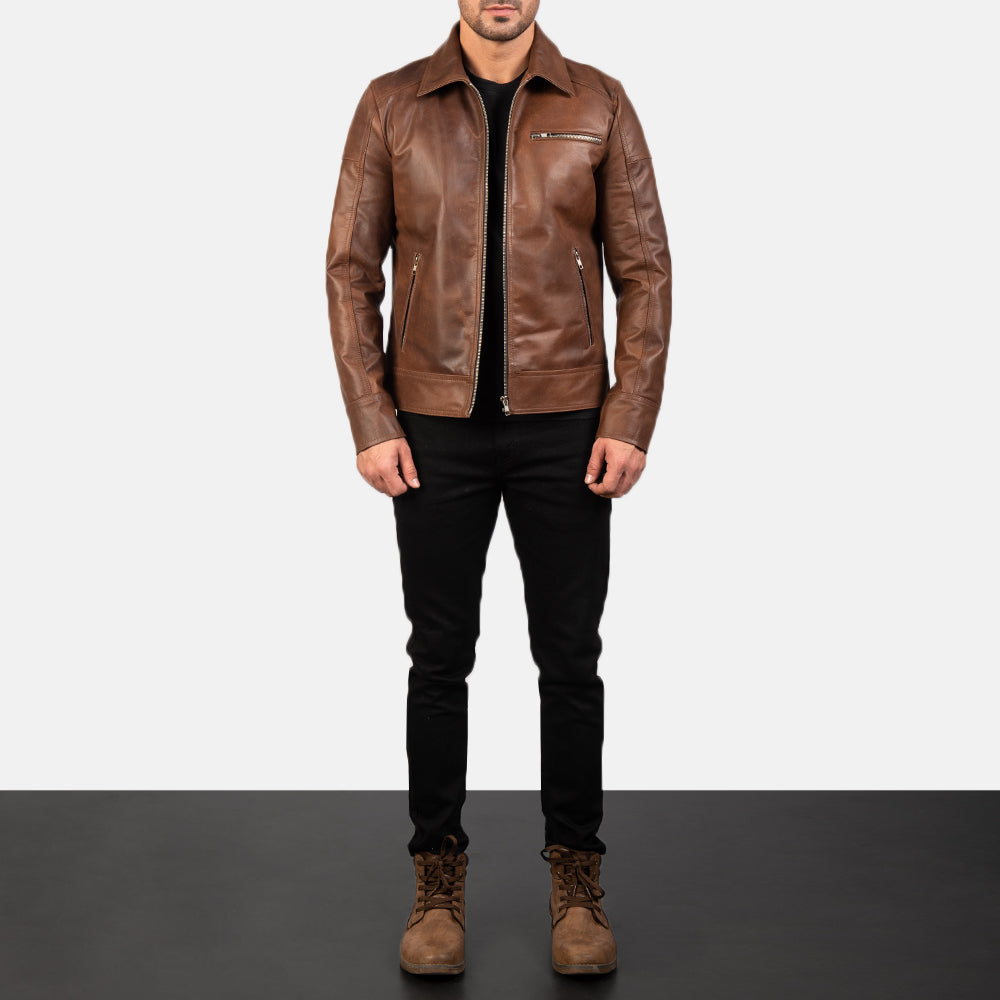 Men's Utility Biker Leather Jacket
