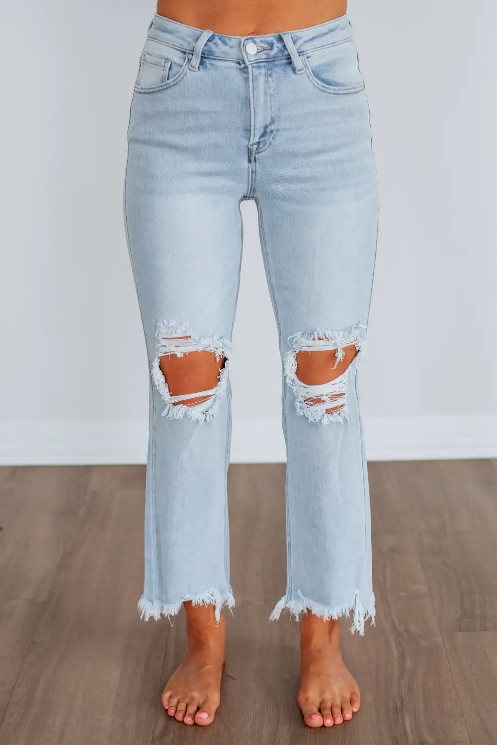 Women's High Rise Cropped Cotton Blend Jeans