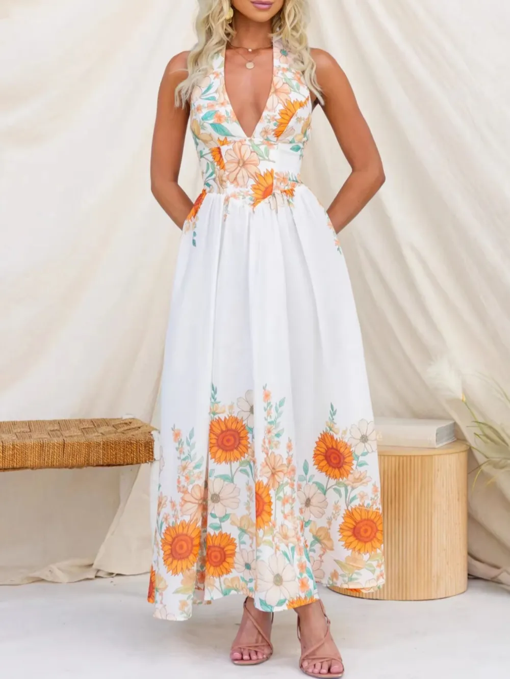 Everyday Halter Floral Maxi Dress
